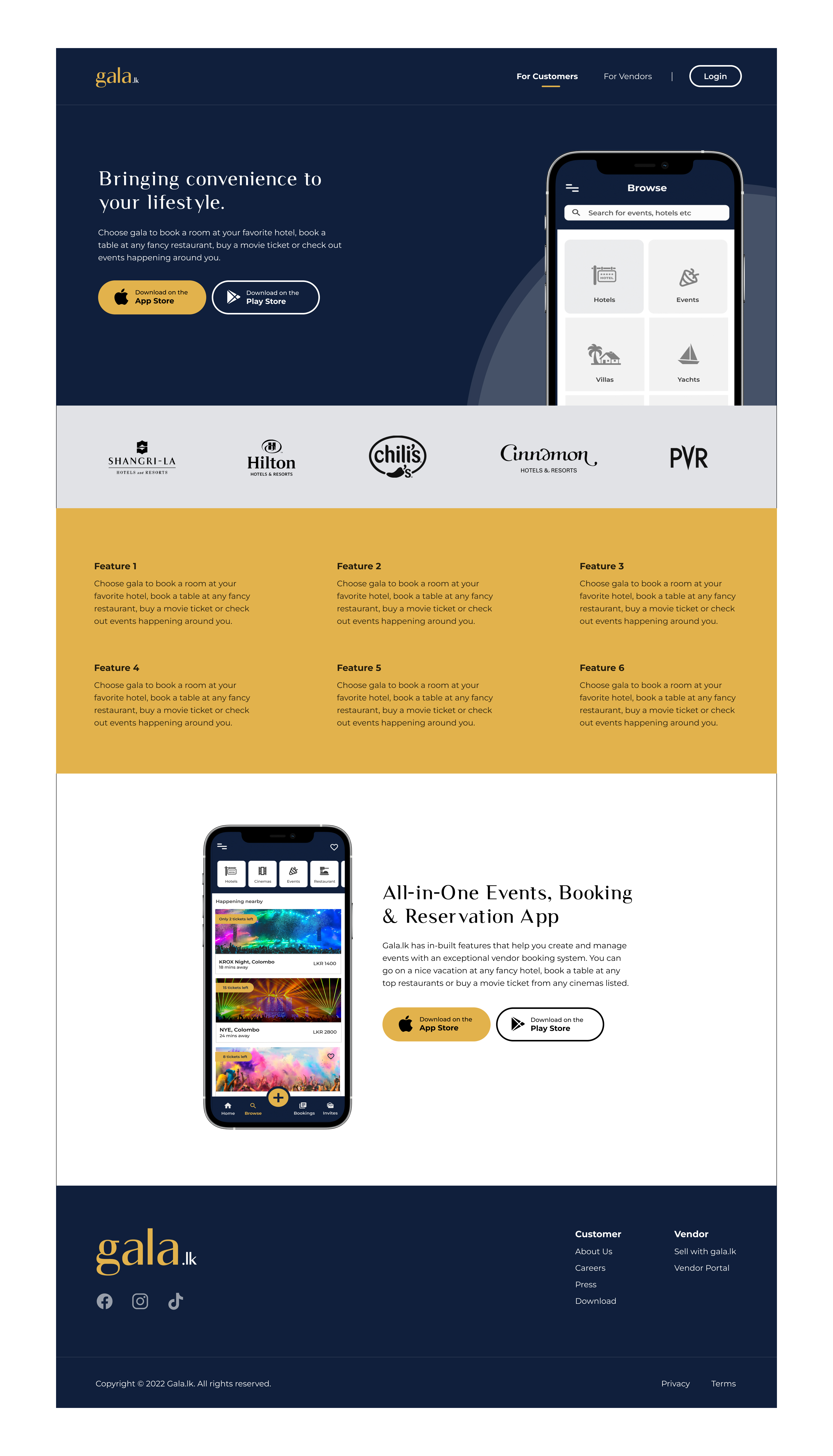 Gala Web Wireframe